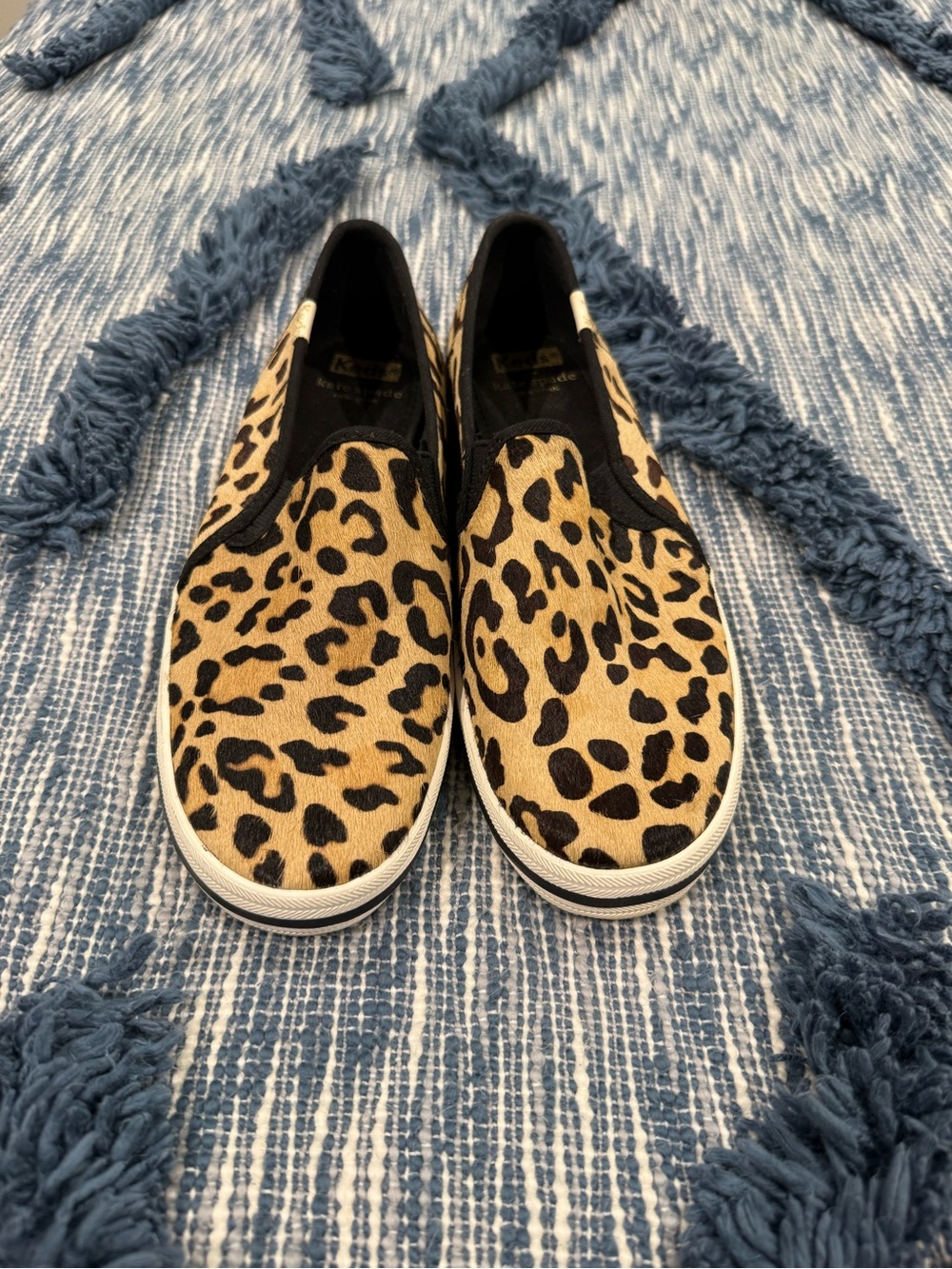 Kate Spade Keds Leopard Print Slip-On Sneakers - Tan/Black Size 8
